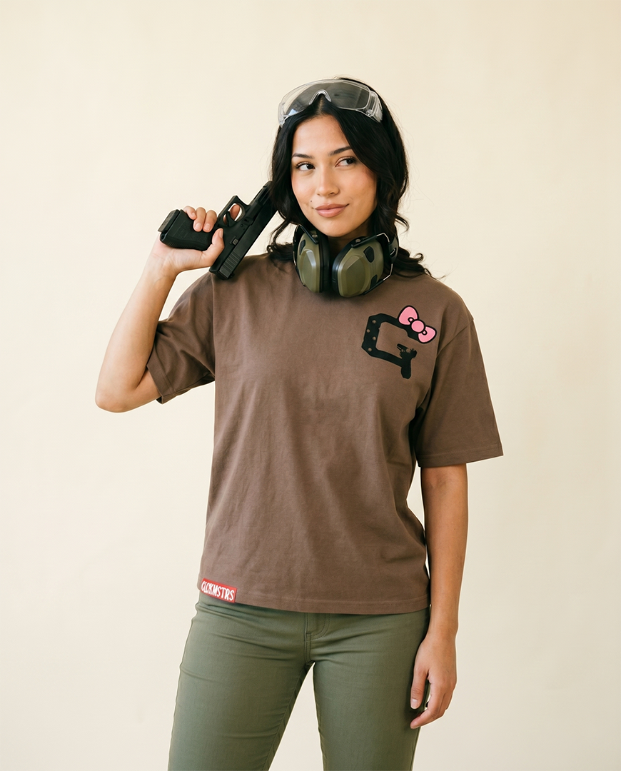 Tactical Kitty tee on a model